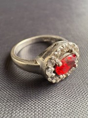 925 Sterling Silver Ring Red Stone Cubic Zirconia Ring Jewelry Ring Size 6.25 US