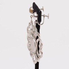 Vintage Silver Fleur de Lis Scroll Earrings Dangle Screw-Post Un-pierced 2.5″