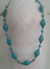 Vintage JTV Heavy Blue Howlite Gemstone Beaded 24” Necklace