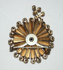 1960’s Flower Brooch Sunburst Pin Sparkly Rhinestone Costume Jewelry Pink Gray