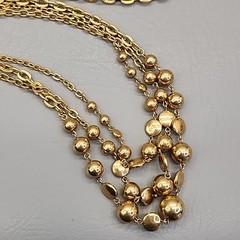 Vintage Liz Claiborne Necklace Three Layered Chain Gold Tone 33″