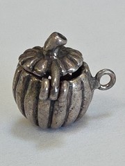 Sterling Silver ~ Jack O Lantern Charm ~ Pumpkin Dangle Pendant ~ VINTAGE