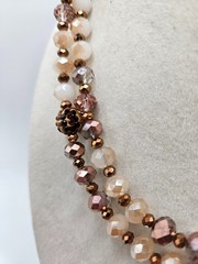 VINTAGE Shades of Bronze Faceted Glass Beaded Long Strand Necklace Covertible