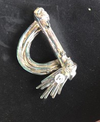 Vintage Israeli Modernist Sterling Silver Hand Brooch Pin Wire Wrapped 925 31g