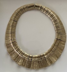 Vintage Les Bernard Gold Tone Jeweled Cleopatra Bib Collar Necklace