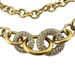 Ann Taylor Chunky Rhinestone Links Gold Tone Extra Long Statement 30″ Necklace