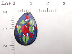 Vintage Mid Century MCM Colorful Red Green Blue Enamel Copper Teardrop Pendant