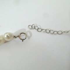 Vtg Irregular Pearl Beaded String Necklace w/ Sterling .925 Clasp 18” Length