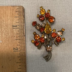 Lot Of 3 Vintage Brooch Pins All Prong Set Rhinestones 1 Signed Austria Flowers