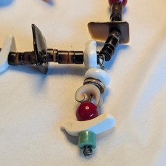 Vintage Southwest Inspired 3 Strand Necklace with Carved Stone Birds 32 in