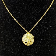 Vintage 12k Yellow Gold Filled Lucite Gold Fleck Confetti GF Pendant Necklace