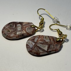 Brecciated Mexican Crazy Lace Jasper Earrings Gold French Wire Natural Gemstone