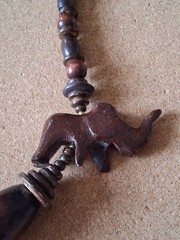 Vintage African Safari Style Statement Piece With Hand Carved Animals And Beads