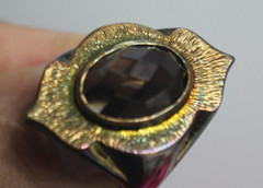 Vintage K AMATO NH 925 Smoky Quartz Ring 8