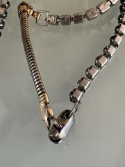 Vintage ArtDeco Necklace Clear / Gray Rhinestone Rhodium Plate Prong Princess