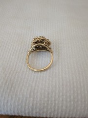 Vintage 18KT H.G.E Garnet Flower Ring – Size 8