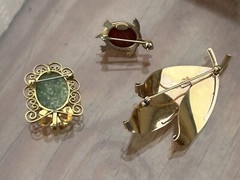 UNIQUE Vintage Gold Filled Brooch Lot ALL SIGNED Winard, WRE, JMS Feather TURTLE