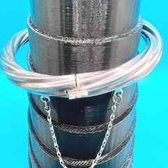 Vtg Sterling Silver Bangle Bracelet Oval 925 Twisted Hinged Safety Chain 6.5″