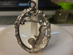MaryBee Jewelry: 2 1/4″ Handpainted Black Fantasy Nude Pendant 12-01-2020 (B)
