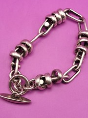 Vintage 925 Modernist Unisex Wrapped Link Bracelet Toggle Close 42g Apx 7.75”