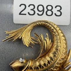 Vintage Monet Brooch Gold Tone Fish Koi