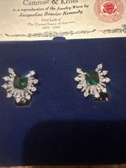 Vintage JBK Camrose & Kross Simulated Emerald CZ Silver Tone Clip On Earrings