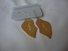VINTAGE SAMUEL HUANG SIGNED CLOISONNE RETRO ABSTRACT BLACK WHITE & GRAY EARRINGS