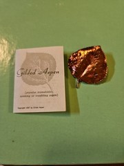 Copper Tone GILDED ASPEN LEAF Brooch / One Of A Kind (389)