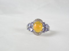 Vintage Sterling Silver 925 Fire Ethiopian Opal Tanzanite Butterfly Ring Size 7