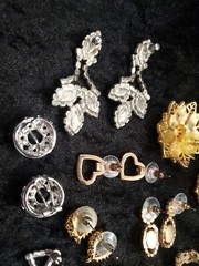 RHINESTONE Mixed Vintage Multi-Color Pierced Earrings LOT/10