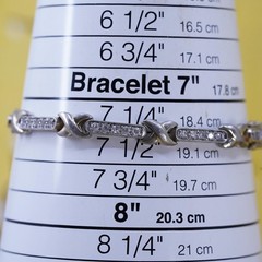 7.5”, vintage Sterling silver tennis bracelet, 925 bar link chain with cz