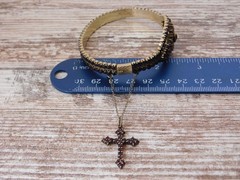 Vtg Antique 900 Silver Bohemian Garnet Bracelet Ring Necklace Pin Pendant Lot