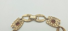 Vintage Sarah Coventry Butterscotch Rhinestone Gold Tone Filigree Bracelet 1974