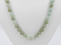 Jade Jadeite Bead Necklace 14K Gold Clasp 22″ Chinese Export Vintage Knotted