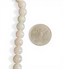 Vtg White?Jadeite Bead Necklace 8mm Round Stone Beads 17” Classic
