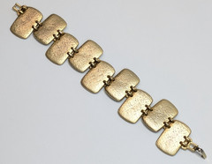 VTG Textured Gold Tone MCM Modernist Panel Bracelet 7″ Long 1″ Wide