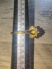 Vintage 18K GE Simulated Opal & Amethyst Floral Cluster Ring Size 8 Gold Tone