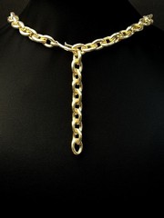 Vtg Monet Gold Tone Oval Links Chain Necklace Shepherds Hook 29 In.
