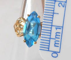 Stunning Color Large 3.50 ct Marquise Blue Topaz 10K Yellow Gold Ring Size 6