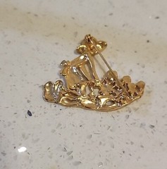 Lovely Woman Gardening Brooch with Rhinestone Flowers