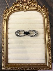 Vintage Silver Tone Bow Brooch Black Silver Rhinestones Elegant Formal 2.25 In