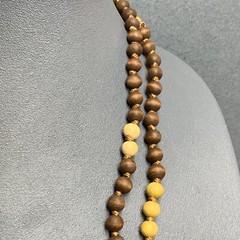Long Wooden Bead Necklace 56 In Brown Beige Vintage Boho Hippie Festival Retro