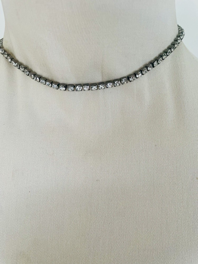 Vintage Rhinestone Necklace Single Strand up to 17 Inches with Extender