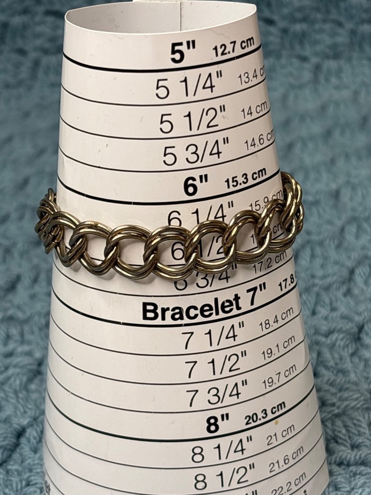 Vintage Silvertone Double Chain Bracelet Fold Over Clasp 6.5 inches Long