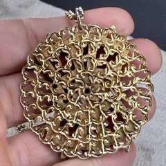 Vintage Necklace Gold Tone Foiled Art Glass 23”
