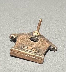 JJ Jonette Pewter Bird House Pin Brooch Antiqued Bronze Color 7/8 inch
