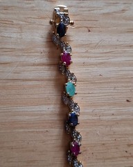 Vintage Jewelry Ross Simmons Gold Plated 925 Multi Gemstone Tennis Bracelet