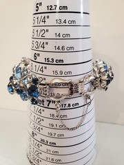 Vtg Juliana 5 Link Bracelet D&E Royal & Baby Blue Rhinestone Silver Tone Safety