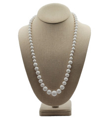 Marvella Classic White Graduated Acrylic Bead Professional Career Necklace 24 In