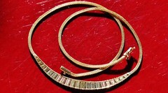 14k multi tone gold necklace Italian 16.0″ link chain vintage handmade 7.6gr